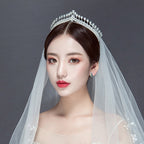 Conjunto Coroa E Brinco Strass E Zirconia Noiva Prata Gota