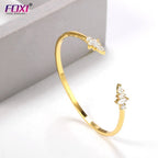 Pulseira Bracelete Dourada Com Zircônia Noiva Debutante Gota