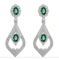 Brinco Noiva Zirconia Verde Prata Festa Madrinha Formatura