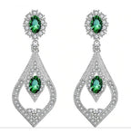 Brinco Noiva Zirconia Verde Prata Festa Madrinha Formatura
