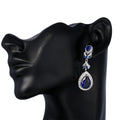 Brinco Noiva Pedra Zirconia Prata Azul Festa Luxo Debutante