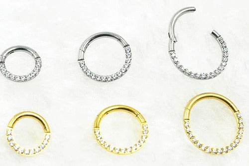 Piercing Argola 100% Titânio Septo Daith Pedra Zircônia 8 10