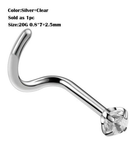 Piercing Nariz Nostril Aço Pedra Zirconia 3mm Pt De Luz