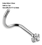 Piercing Nariz Nostril Aço Pedra Zirconia 3mm Pt De Luz