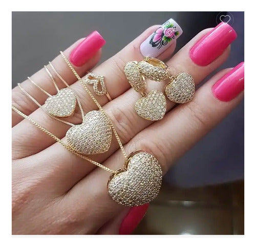 Colar Corrente Pedra Zirconia Coração Presente Semijoia