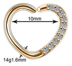 Piercing Daith Coração Prata Love Pedra Zirconia 10 Mm