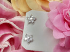 Brinco Flor Zirconia Pequeno Dourado Prata Rosa Verde F Ouro