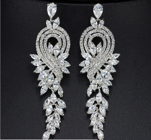 Brinco Noiva Zirconia Prata Festa Formatura Debutante Luxo