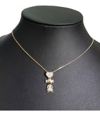 Colar Pingente Menininha Pedra Zirconia Dourado Folheado 18k