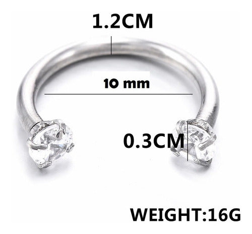 Piercing Septo Ferradura Nariz Cartilagem Pedra Zirconia Aço