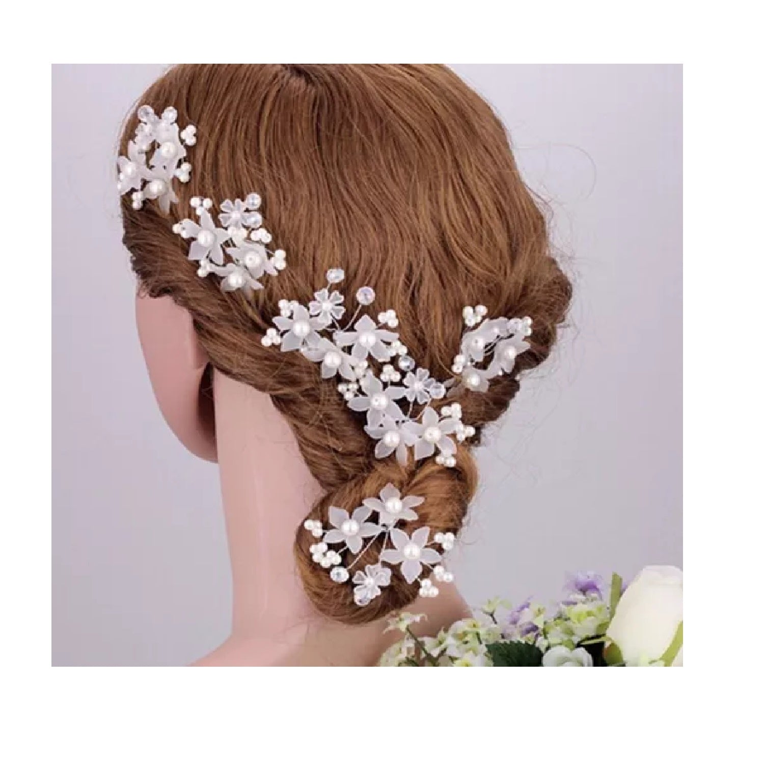 1 Arranjo Enfeite Cabelo Noiva Perola Dama Daminha Debutante - Prateado