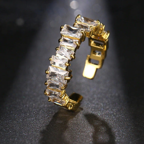 Anel Noiva Pedra Zirconia Festa Prata Ou Dourado Casamento