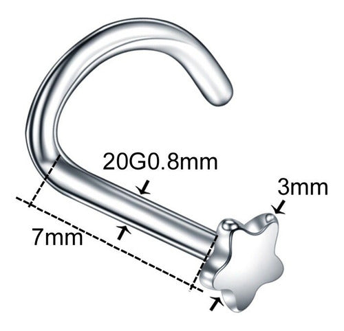 Kit 5 Piercing Nariz Nostril Atacado Coração Estrela Lua Bol