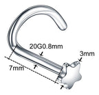 Kit 5 Piercing Nariz Nostril Atacado Coração Estrela Lua Bol