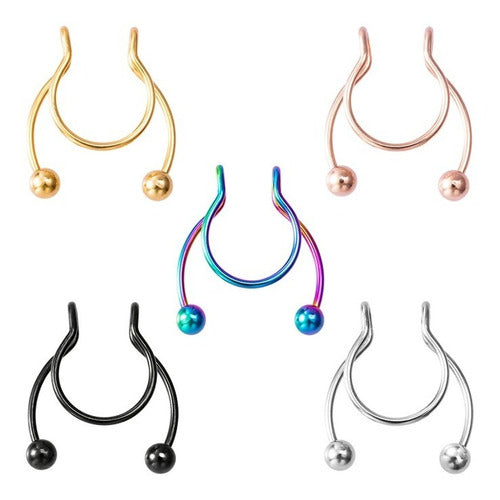 Piercing Nariz Septo Argola Falso Dourado Prata Preto Aço