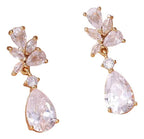 Brinco Noiva Dourado Zirconia Pendurado Debutante Luxo Gota Dourado