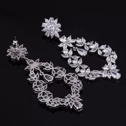 Brinco Noiva Zirconia Pendurado Prata Festa Debutante Luxo