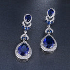 Brinco Noiva Pedra Zirconia Prata Azul Festa Luxo Debutante