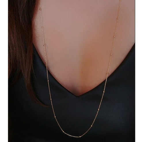 Colar De Bolinhas F. Ouro 18k Dourado Semi Joia 80 Cm
