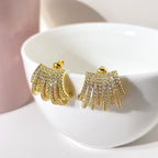 Brinco Ear Cuff  Pedra Zirconia Banhado Ouro Meia Argola Lux