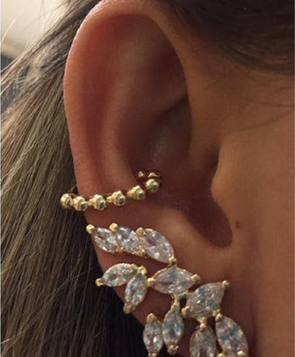 Piercing Argola Orelha Falso Fake Dourado Bolinhas