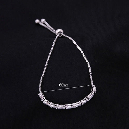 Pulseira Bracelete Prata Com Zircônia Noiva Debutante Gota