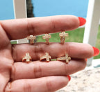 Brinco Trio Argola Cruz Pedra Zirconia Folheado Ouro Dourado
