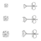 Trio Brinco Pedra Zirconia Ponto De Luz 3 4 5 Mm Prata 925
