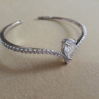 Pulseira Bracelete Prata Com Zircônia Noiva Debutante Gota