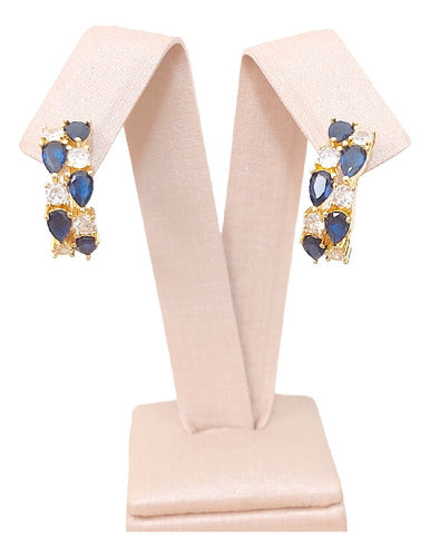 Brinco Pedra Zirconia Prata Madrinha Mãe D Noivos Verde Azul