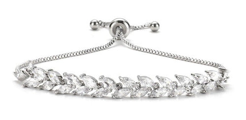 Pulseira Bracelete Prata Zircônia Noiva Debutante Festa