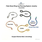Piercing Nariz Septo Argola Falso Dourado Prata Preto Aço