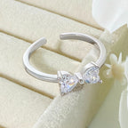 Anel Falange Pedra Zirconia Festa Dourado Coração Delicado