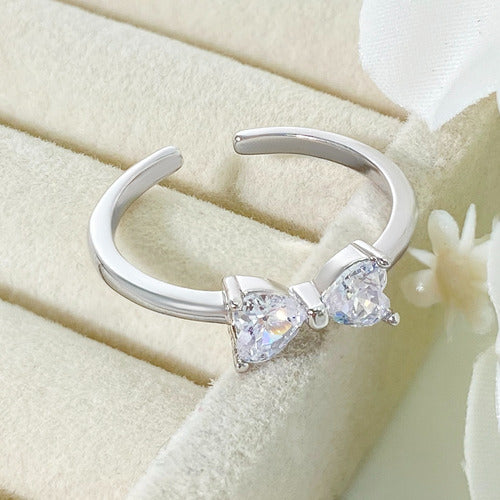 Anel Falange Pedra Zirconia Festa Dourado Coração Delicado