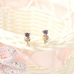 Brinco Ear Cuff Pedra Zirconia Dourado Infantil Pequeno Rosa