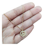 Colar Símbolo Da Paz Hippie Pedra Zirconia F. Ouro Semijoia
