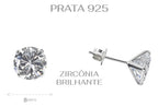 Brinco Ponto De Luz Brilhante Prata 925 Zircônia Grande 8mm Prateado