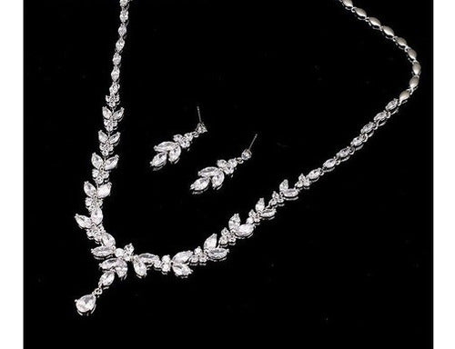 Colar E Brinco Noiva Zircônia Prata Festa Debutante Luxo