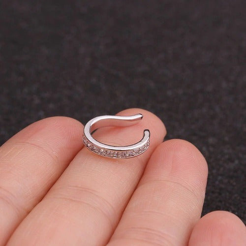 Piercing Argola Falso Fake Pressão Pedra Zircônia Orelha