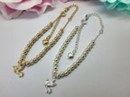 Pulseira Perola E Pingente Pombinha Da Paz F. Ouro Semi Joia
