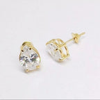 Brinco Daminha Dama Pedra Zirconia Dourado Gota F. Ouro 8mm