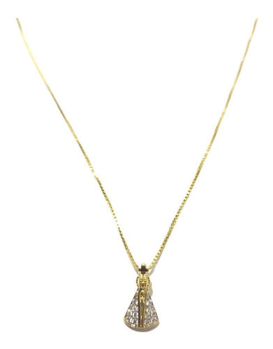 Colar Ns Aparecida Pedra Zirconia Semijoia Folheado Ouro 18k