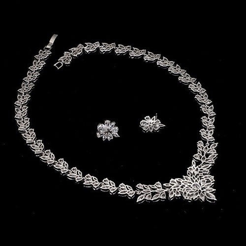 Conjunto Colar E Brinco Noiva Zircônia Prata Festa Debutante