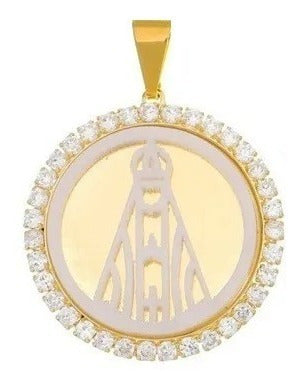 Colar C/ Pingente Madre Pérola N S Aparecida Pedra Zirconia