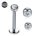 Piercing Tragus Titânio Flat Helix Labret Pedra Zirconia