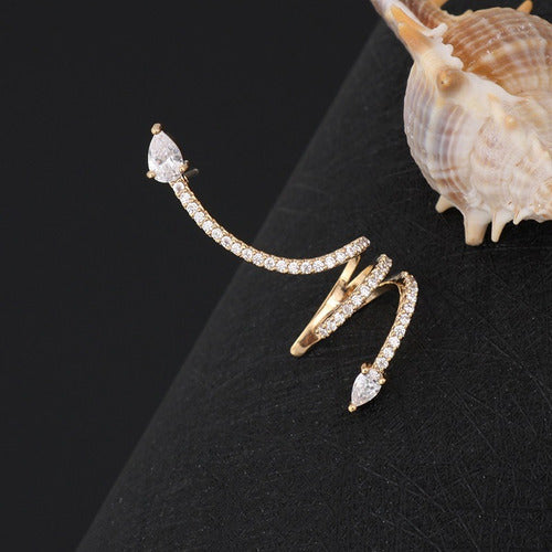 Brinco Ear Cuff Noiva Pedra Zirconia Prata Festa Debutante