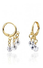 Brinco Argola Pedra Zirconia Dourado Folheado Com Garantia