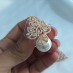 Brinco Noiva Zirconia E Pérola Dourado F Ouro Delicado Luxo