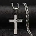 Corrente Masculina Aço Inox Cruz Jesus Preta Prata 60 Cm