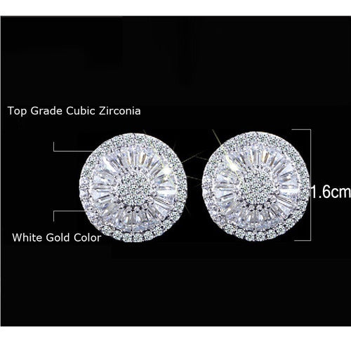 Brinco Zirconia Noiva Prata Pequeno Redondo Delicado Barato